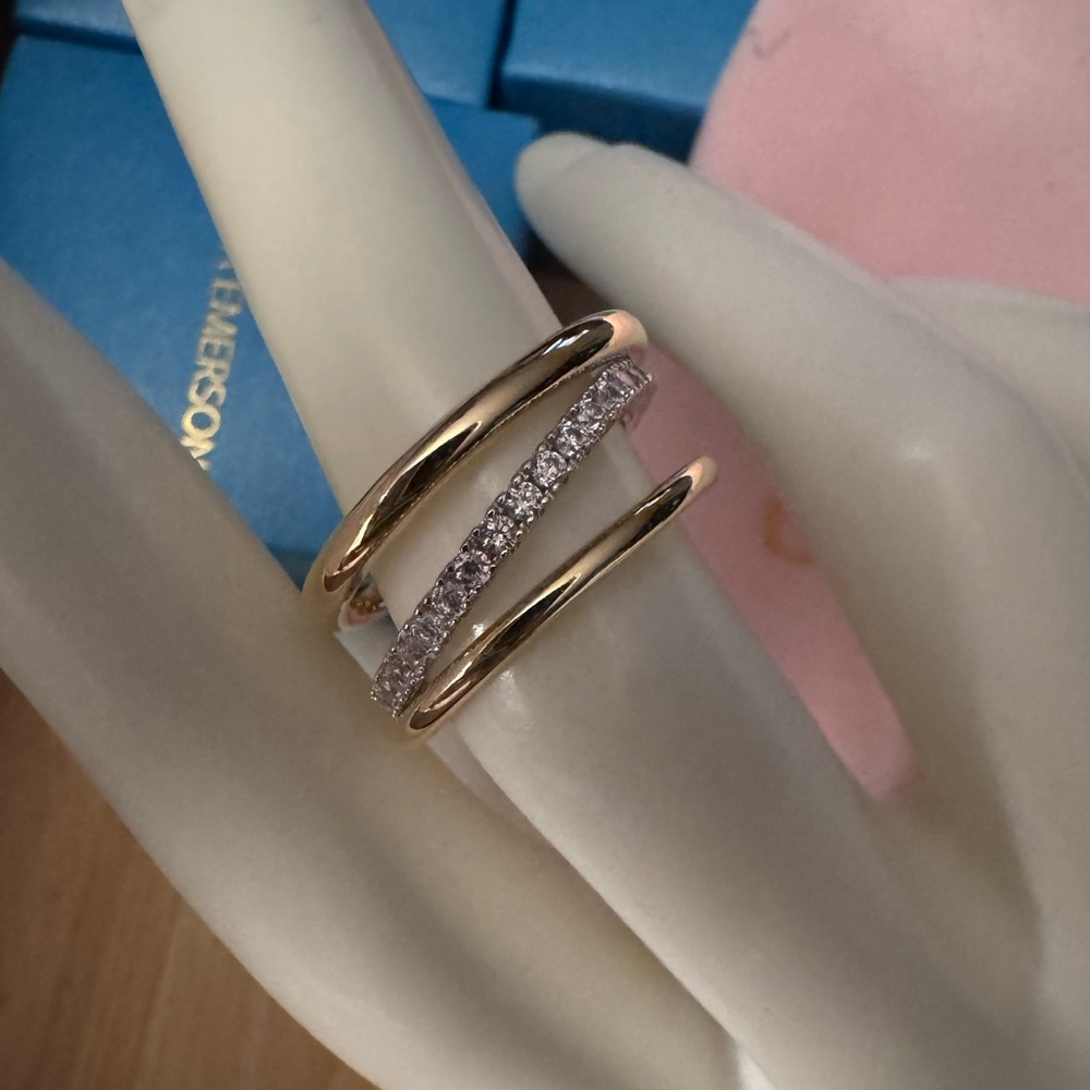 1Three stack gold vermeil crystal rings. - Picture 2 of 2